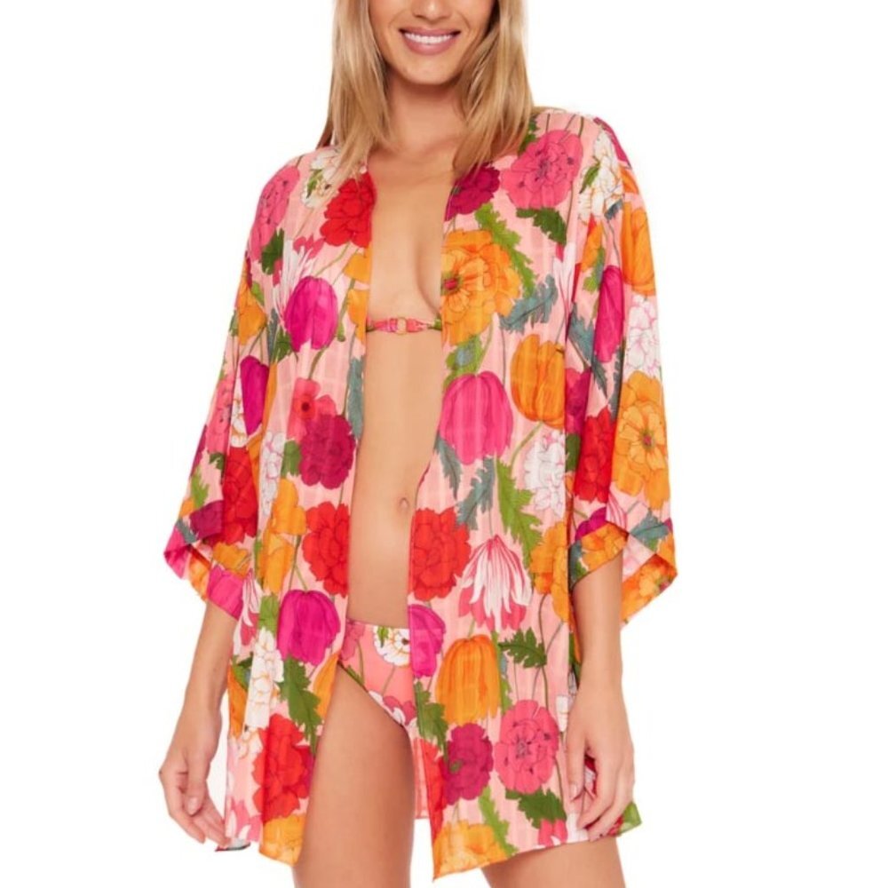NWT Trina Turk Women's Sunny Bloom Kimono Open Cover Up